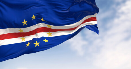 National flag of Cape Verde waving in the wind on a clear day