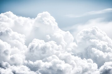 Fluffy clouds against a pale blue sky