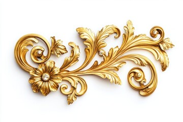 Golden floral ornament with jewels for decoration, design, and embellishment projects