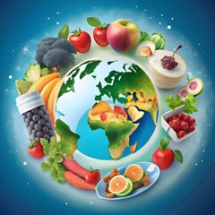 world health day celebration with healthy food
