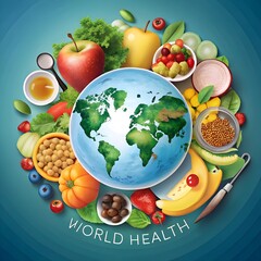 world health day celebration with healthy food