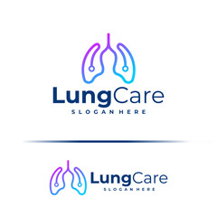 Tech Lung logo design concept vector. Lung Care Logo Design Template. Creative Symbol. Icon