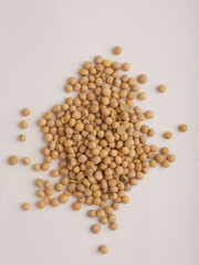 Heap of soy beans on white background