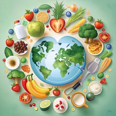 world health day celebration with healthy food