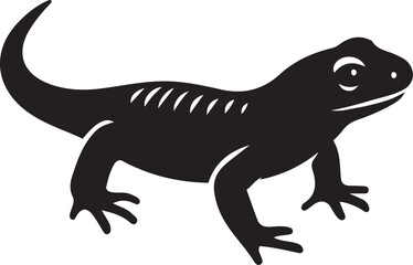 Silhouette of a Lizard, Side View, Black and White