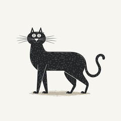 Curious Black Cat Gazing Upward with Whiskers