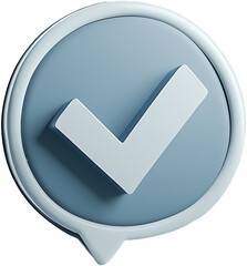 3D Render Check Mark Icon Approval Confirmation Success Symbol Blue Badge Tick Validation Certified