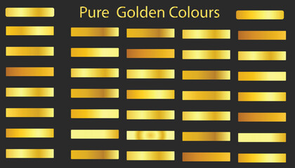 Pure Golden Gradient Bars Set – Luxury Metallic Gold Swatches on Black Background

