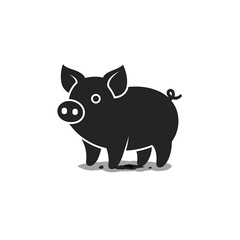 Obraz premium Stylized Black Silhouette of a Pig on White Background