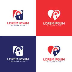 Creative lock security logo design heart lock love lock abstract lock business logo