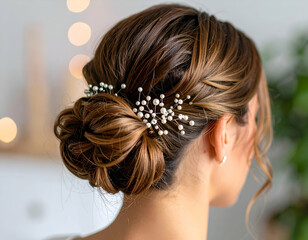 Elegant Low Bun Hairstyle A Sleek and Chic Look with Decorative Pins