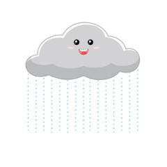 Vector illustration of a nice white cloud. Happy kawaii cloud.