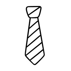 Black and white line art of a striped necktie, simple and formal clothing icon