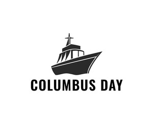 Columbus Day Series Ship Silhouette Vector – Holiday Exploration Illustration in Black and White. Columbus Day Poster, Flyer,And Holiday Design.