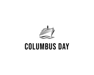 Fototapeta premium Cruise Ship Vector Silhouette for Columbus Day - Modern black and white minimal vector silhouette illustration for Columbus Day themed holiday design.