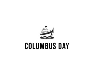 Fototapeta premium Cruise Ship Vector Silhouette for Columbus Day - Modern black and white minimal vector silhouette illustration for Columbus Day themed holiday design.