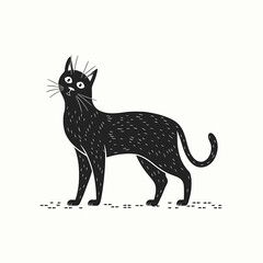 Curious Black Cat Gazing Upward with Whiskers