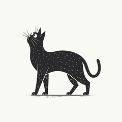 Curious Black Cat Gazing Upward with Whiskers