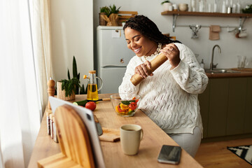 Joyful cooking moments in the heart of home with vibrant salad preparation