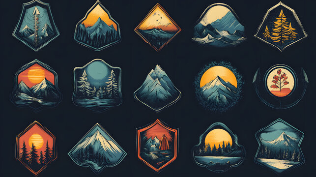 Adventure sports insignia collection for textile applications