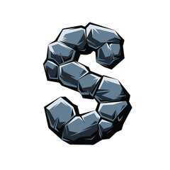 Three-Dimensional Stone Letter S with Rough Texture