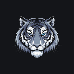 Majestic Tiger Face with Intense Blue Eyes