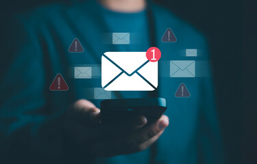 New email notification concept, business online communication, email communication, digital...