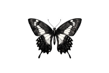 Naklejka premium Stunning Black and White Butterfly Illustration Detailed Close Up Wing Design
