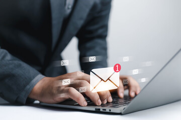 New email notification concept, business online communication, email communication, digital...