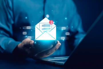 New email notification concept, business online communication, email communication, digital...