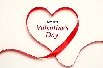 Heart made of red ribbon symbolizing my first valentine's day celebration