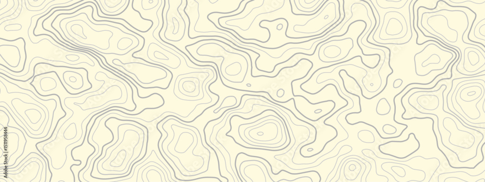 Poster topographic map wavey contour lines on a light beige background lines depict elevation changes in a 