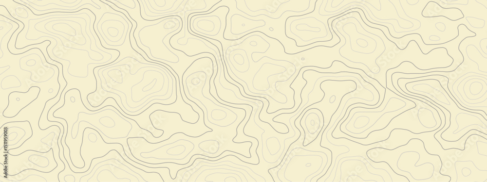Poster topographic map wavey contour lines on a light beige background lines depict elevation changes in a 