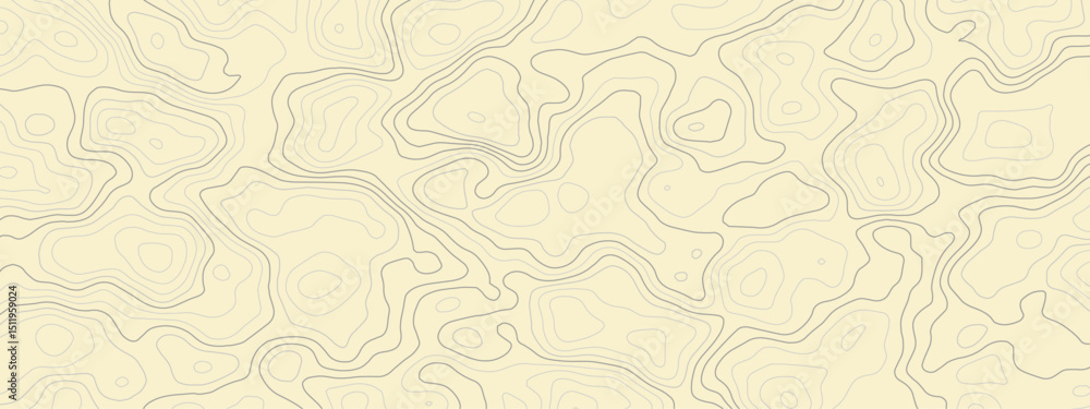 Poster topographic map wavey contour lines on a light beige background lines depict elevation changes in a 