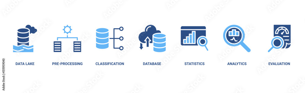 Wall mural data engineering banner web icon vector illustration concept with icon of data lake, pre-processing,