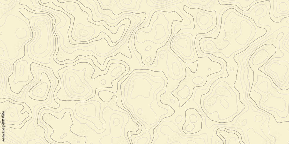 Poster topographic map wavey contour lines on a light beige background lines depict elevation changes in a 