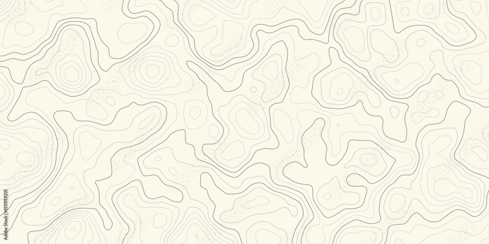 Poster topographic map featuring contour lines on a light yellow backdrop, creating a seamless pattern effe