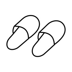 Illustration showing a black icon of house slippers on a white background