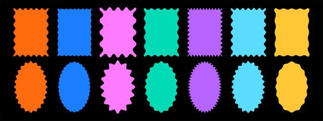 Set of abstract shape with corrugated wavy edge vector elements