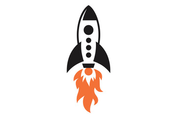 Stylized Black and Orange Rocket Launching into Space