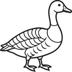 goose line art, black outline, vector and illustration, coloring book page line art drawing