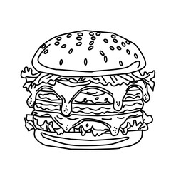 doodle burger pattern background. doodle fast food burger seamless pattern background. seamless pattern of hamburger in doodle style. Seamless Pattern of a Cheese Burger or Hamburger