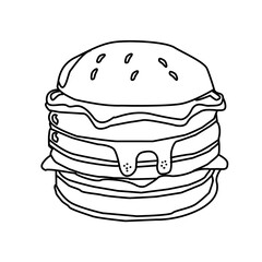 doodle burger pattern background. doodle fast food burger seamless pattern background. seamless pattern of hamburger in doodle style. Seamless Pattern of a Cheese Burger or Hamburger