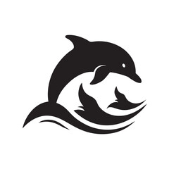 Dolphin Pair Leaping Over Ocean Waves