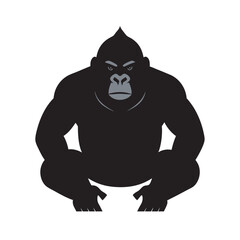 Gorilla Sitting In Powerful Pose Silhouette