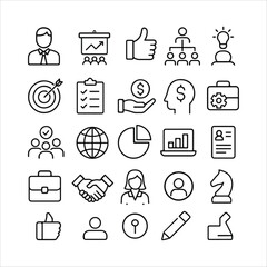 Business and management line icons set. in white background