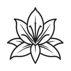 lily-flower-Line Art vector-icon-on white