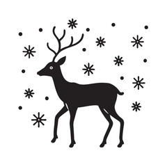 Reindeer Marching In Snowy Winter Scene