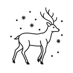 Reindeer Walking Through Falling Snowflakes