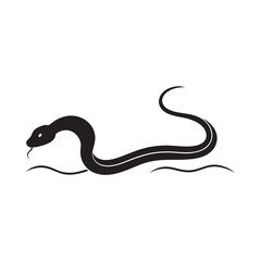 Snake Slithering Through Grassy Terrain Silhouette